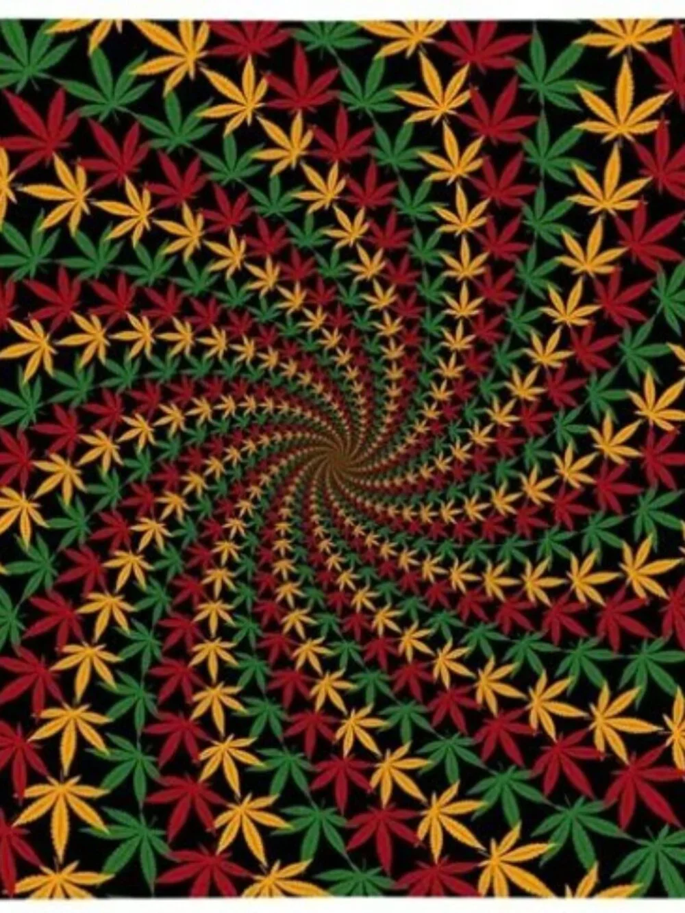 Rasta Leaf Spiral 3D Tapestry ~ Complete w/Corner Loops ~ 60